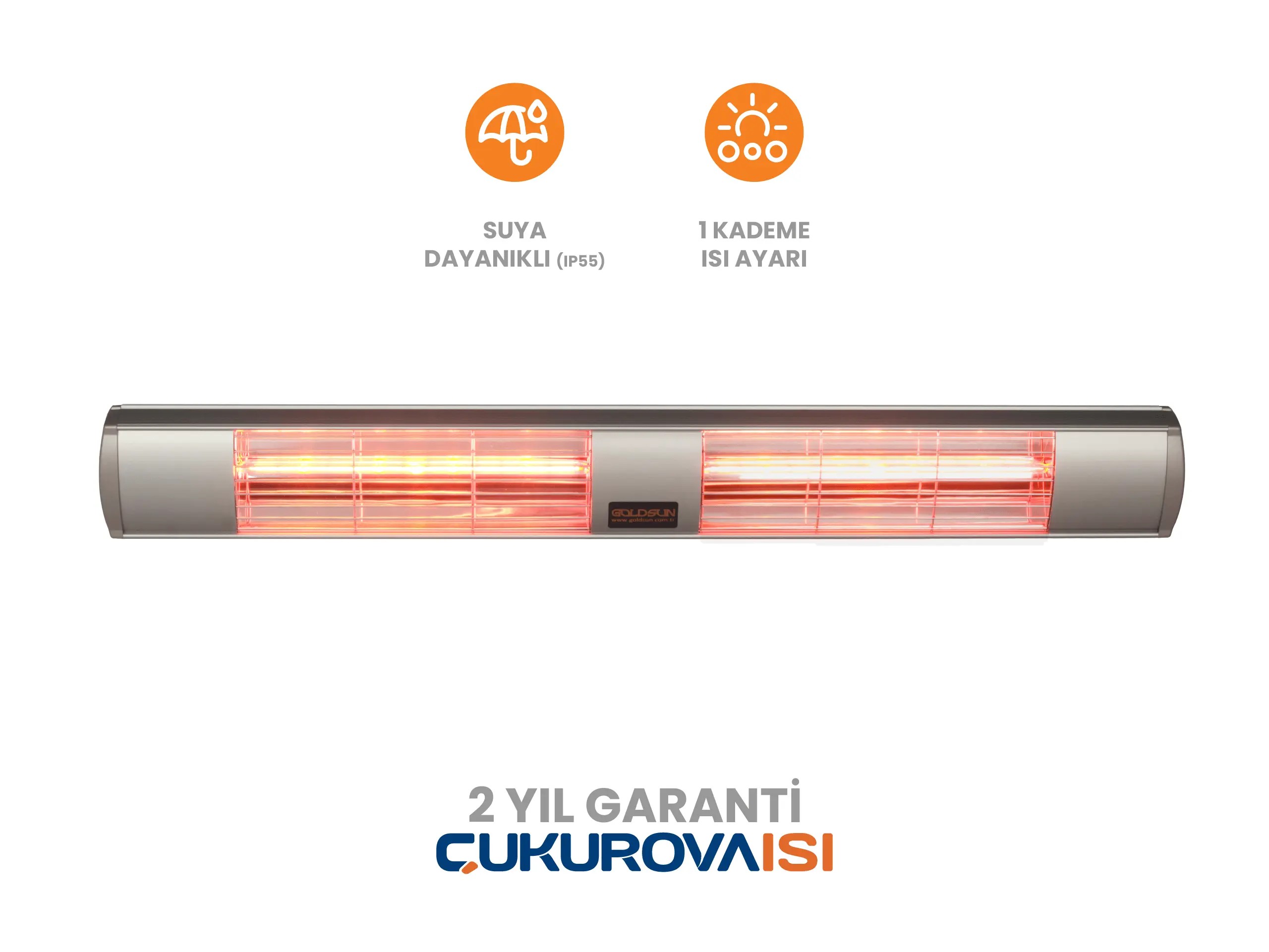 Goldsun Aqua 3000W Suya Dayanıklı (IP55) Duvar Tipi Dış Mekan Elektrikli Infrared Isıtıcı - Bej