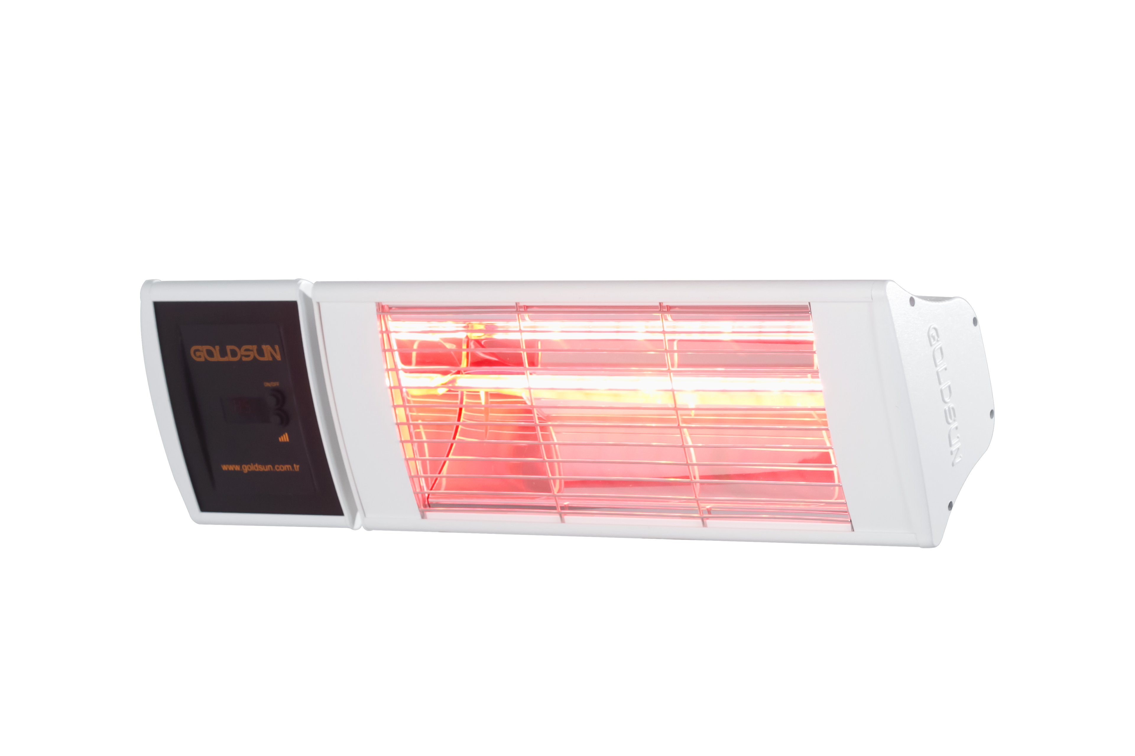 Goldsun Supra Plus 2000W Uzaktan Kumandalı Suya Dayanıklı (IP55) Duvar Tipi Dış Mekan Elektrikli Infrared Isıtıcı