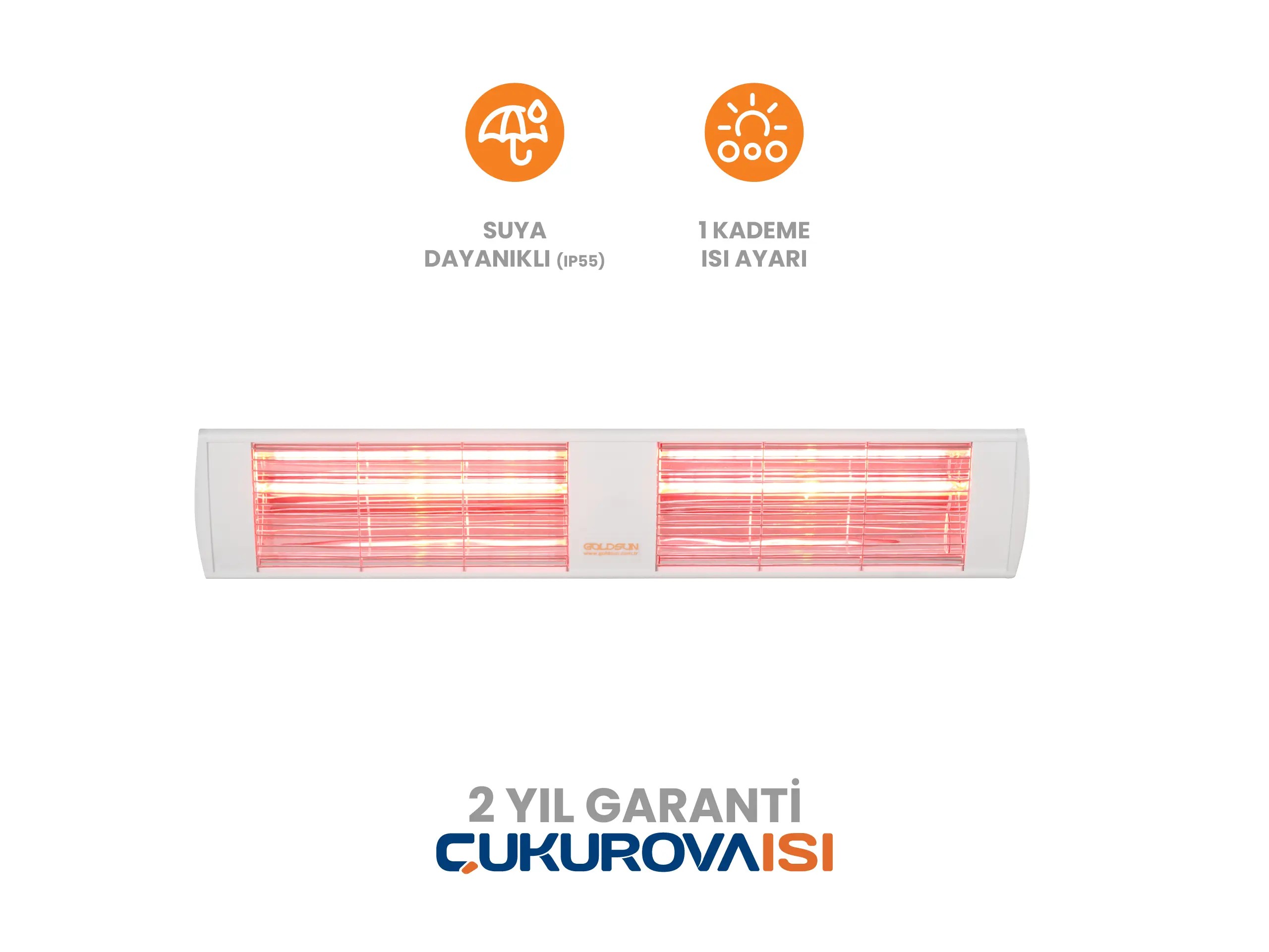 Goldsun Supra 4000W Suya Dayanıklı (IP55) Duvar Tipi Dış Mekan Elektrikli Infrared Isıtıcı - Beyaz