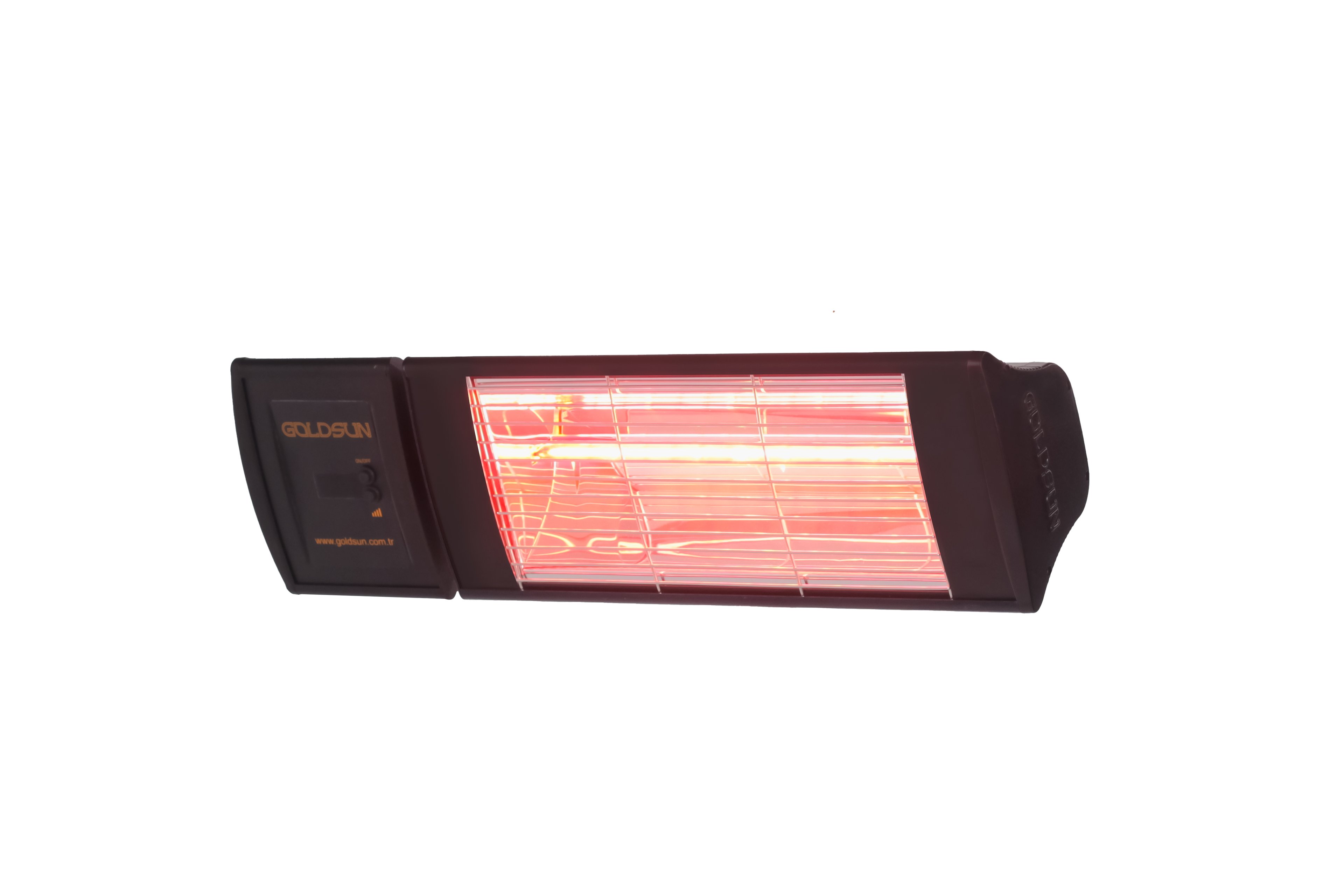 Goldsun Supra Plus 2000W Uzaktan Kumandalı Suya Dayanıklı (IP55) %80 Az Işıklı Göz Yormayan Duvar Tipi Dış Mekan Elektrikli Infrared Isıtıcı