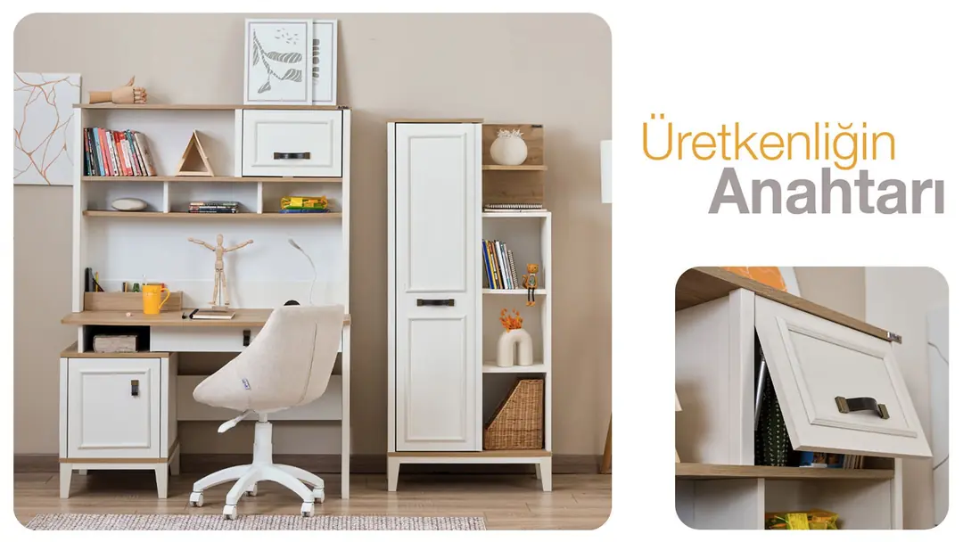 Poli Çalışma Masası + Üst Modül görseli 2