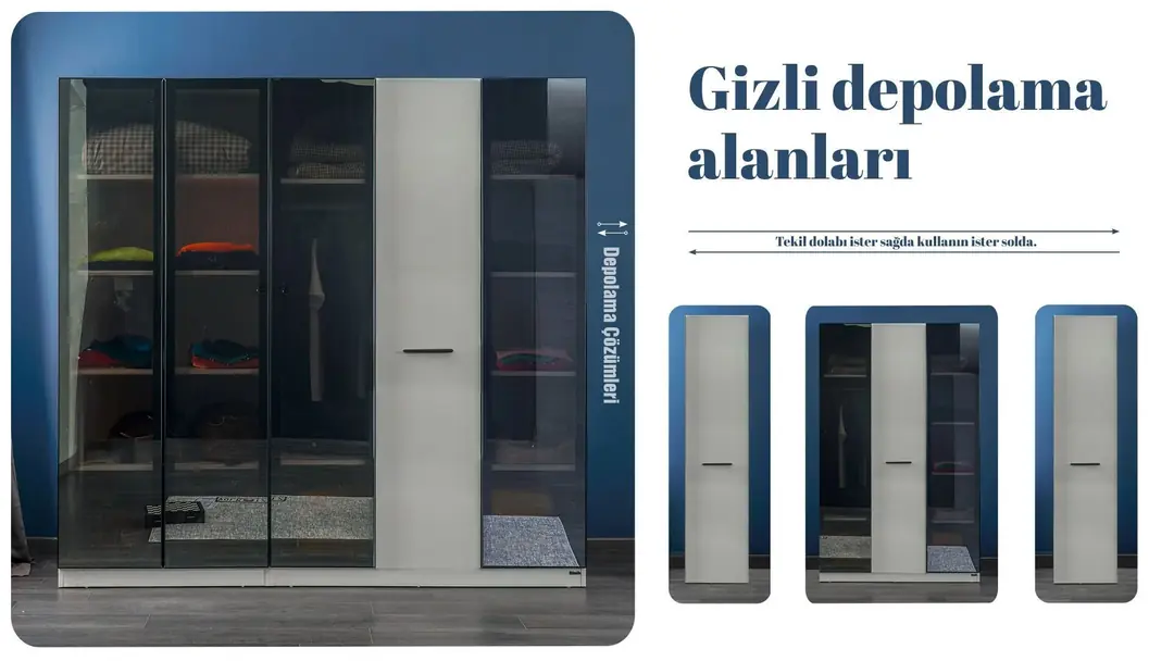 Twin Tekli Ahşap Kapaklı Dolap görseli 3