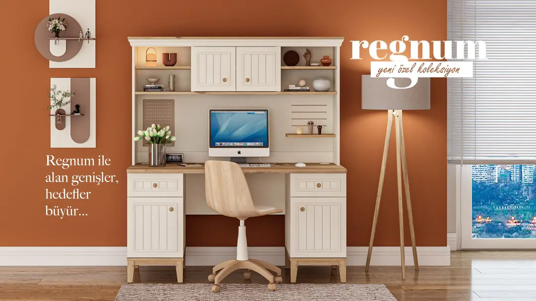 Regnum Geniş Çalışma Masası + Üst Modül görseli 4