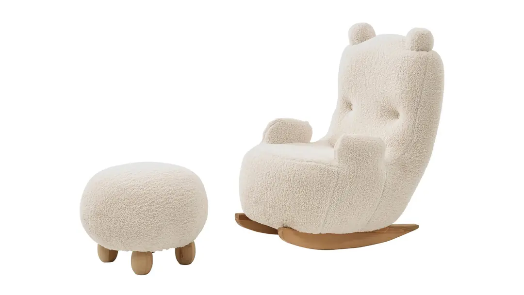 Panda Sallanan Sandalye + Puf Krem görseli 1