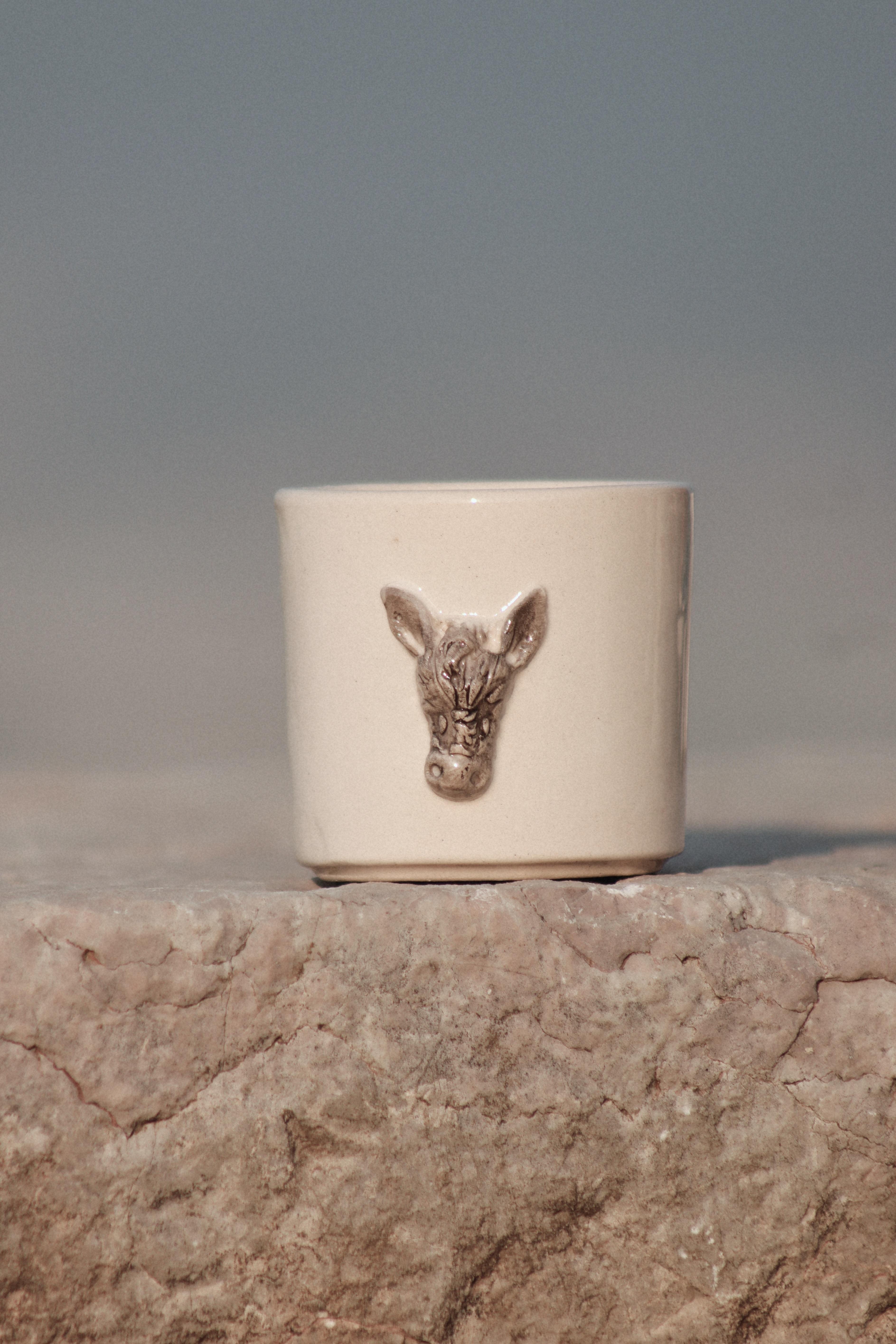 3D El Yapımı Seramik Bardak Zebra