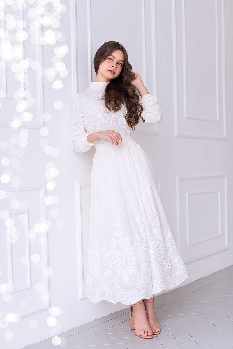 White Pearl Pamuk Elbise