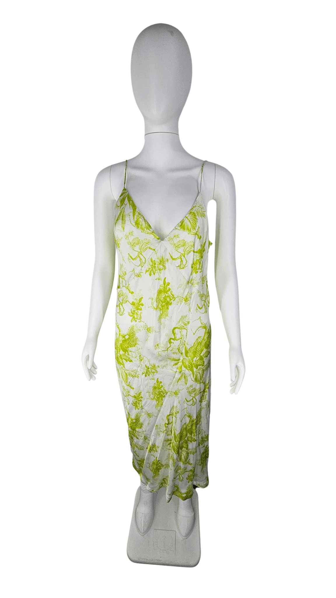 Fustan Femrash Saten i Bardhe me Dizajn Ngjyre Bizele S.Hand/Satin Dress