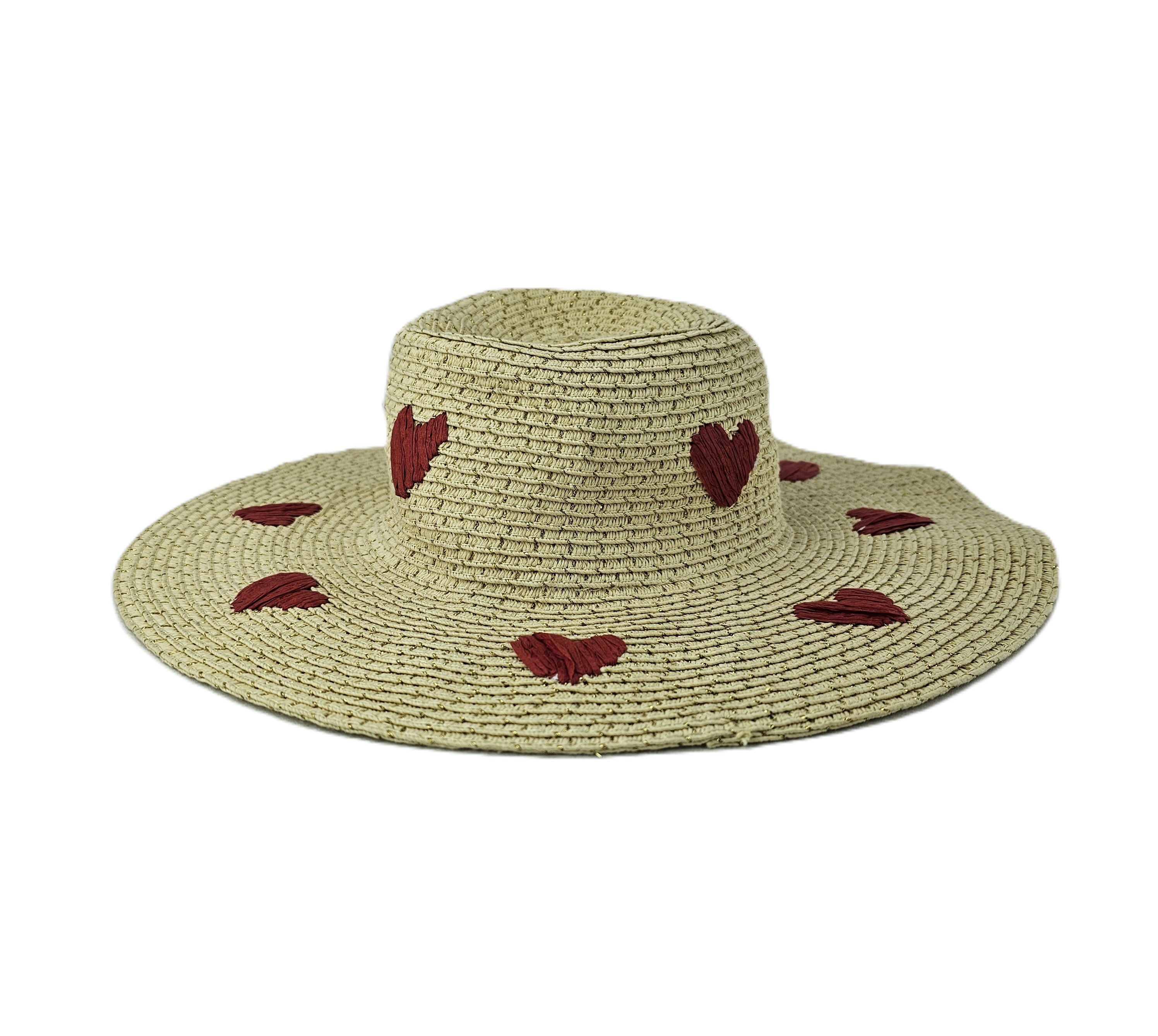 Kapele Plazhi Femrash Primark Kashte me Zemra te Kuqe S.Hand/Beach Hat