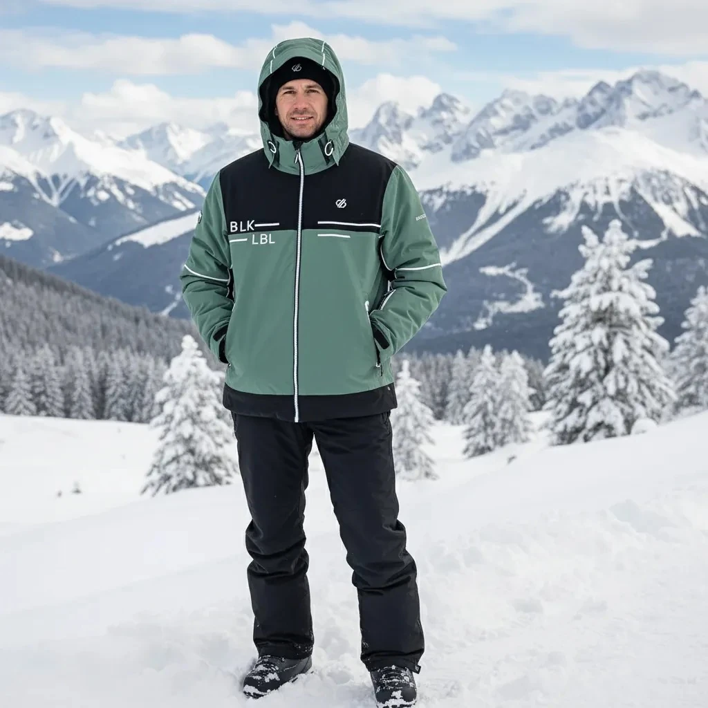 Xhup Bore Meshkujsh Ngjyre Ulliri me Dizajn Bardh e Zi S.Hand Men's Snow Jacket