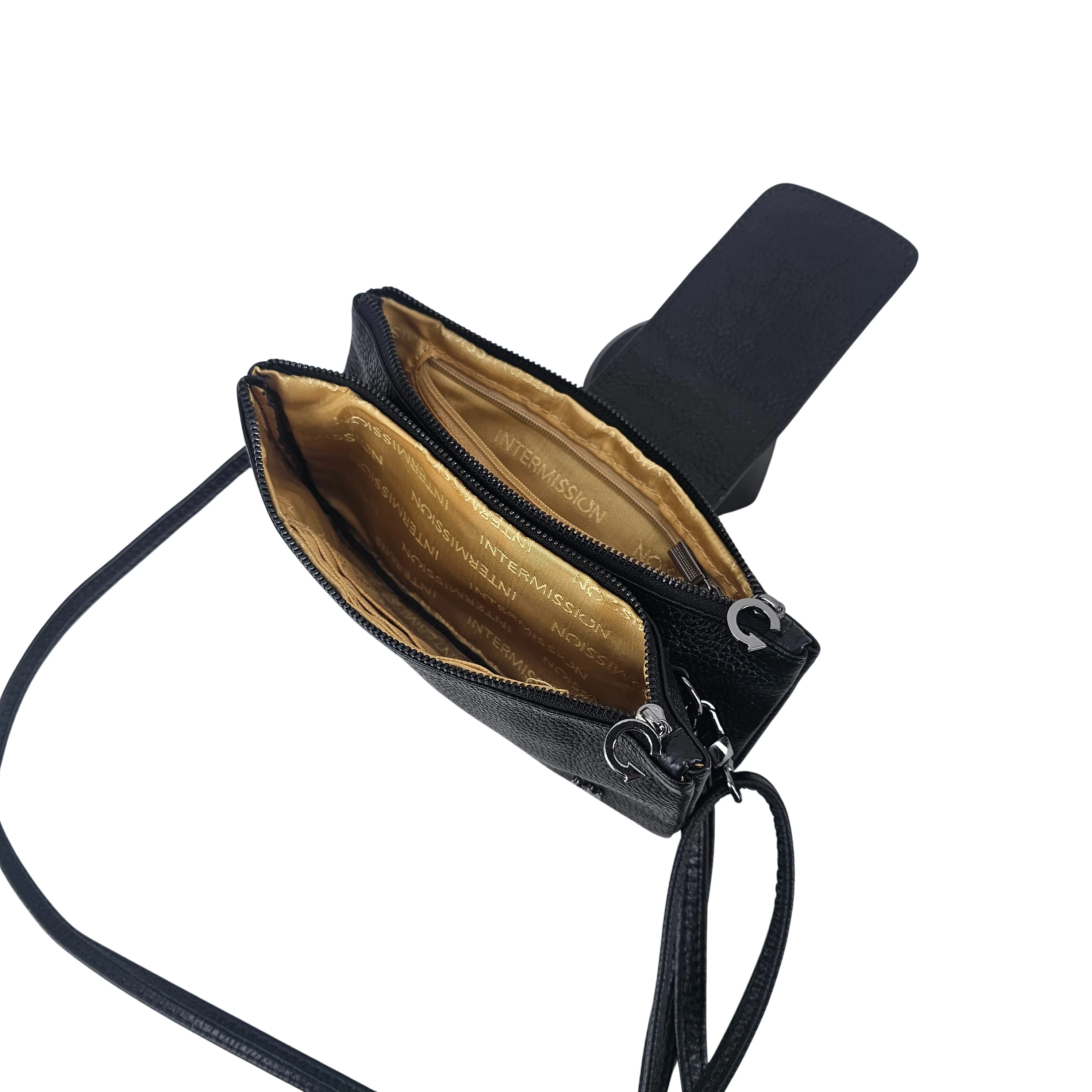 Portofol-Cante Femrash Ngjyre i Zi me Dizajn Thumba S.Hand Women's Crossbody Wallet