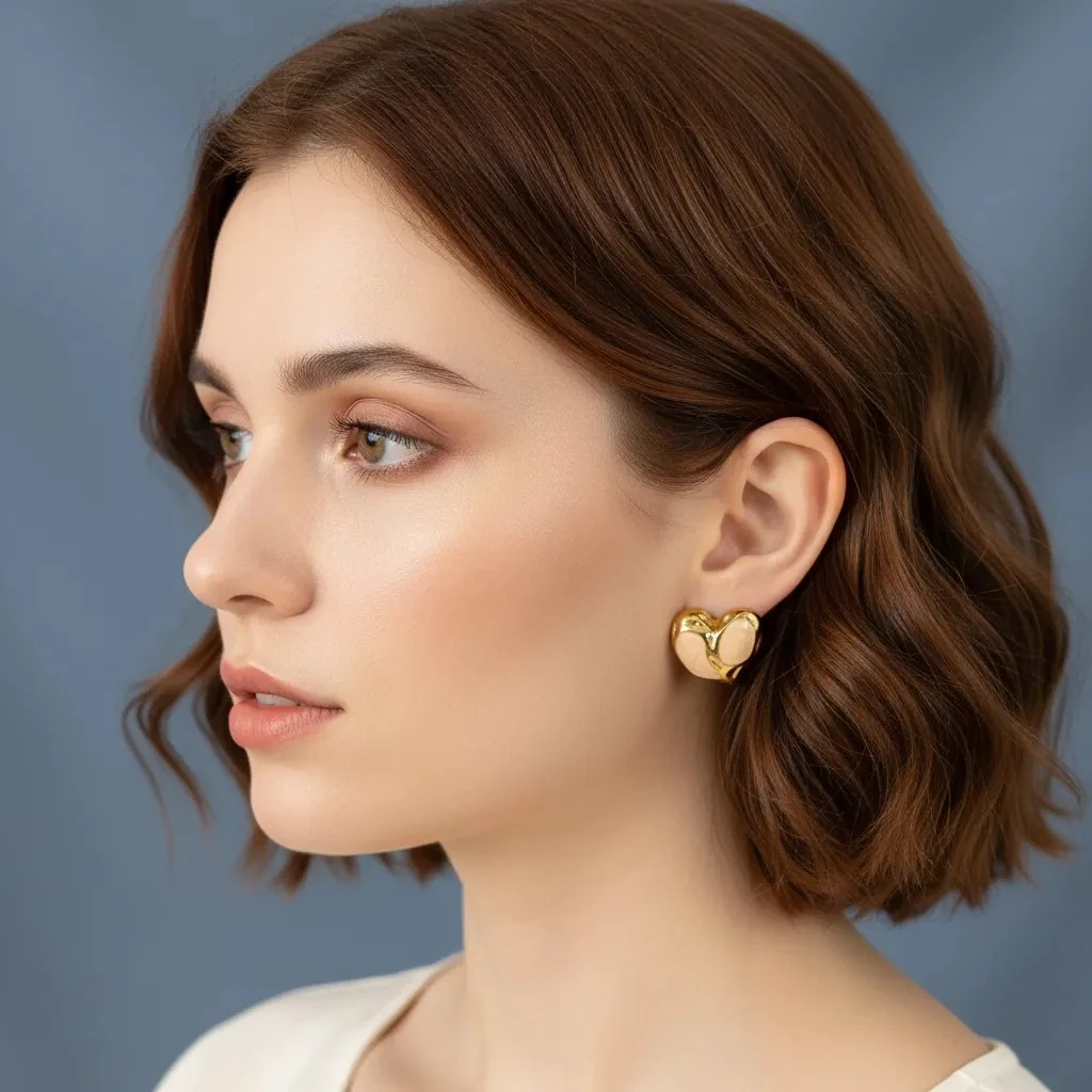 Vathe Femrash Çeliku M40 Stainless Steel Ngjyre Gold Women Earrings