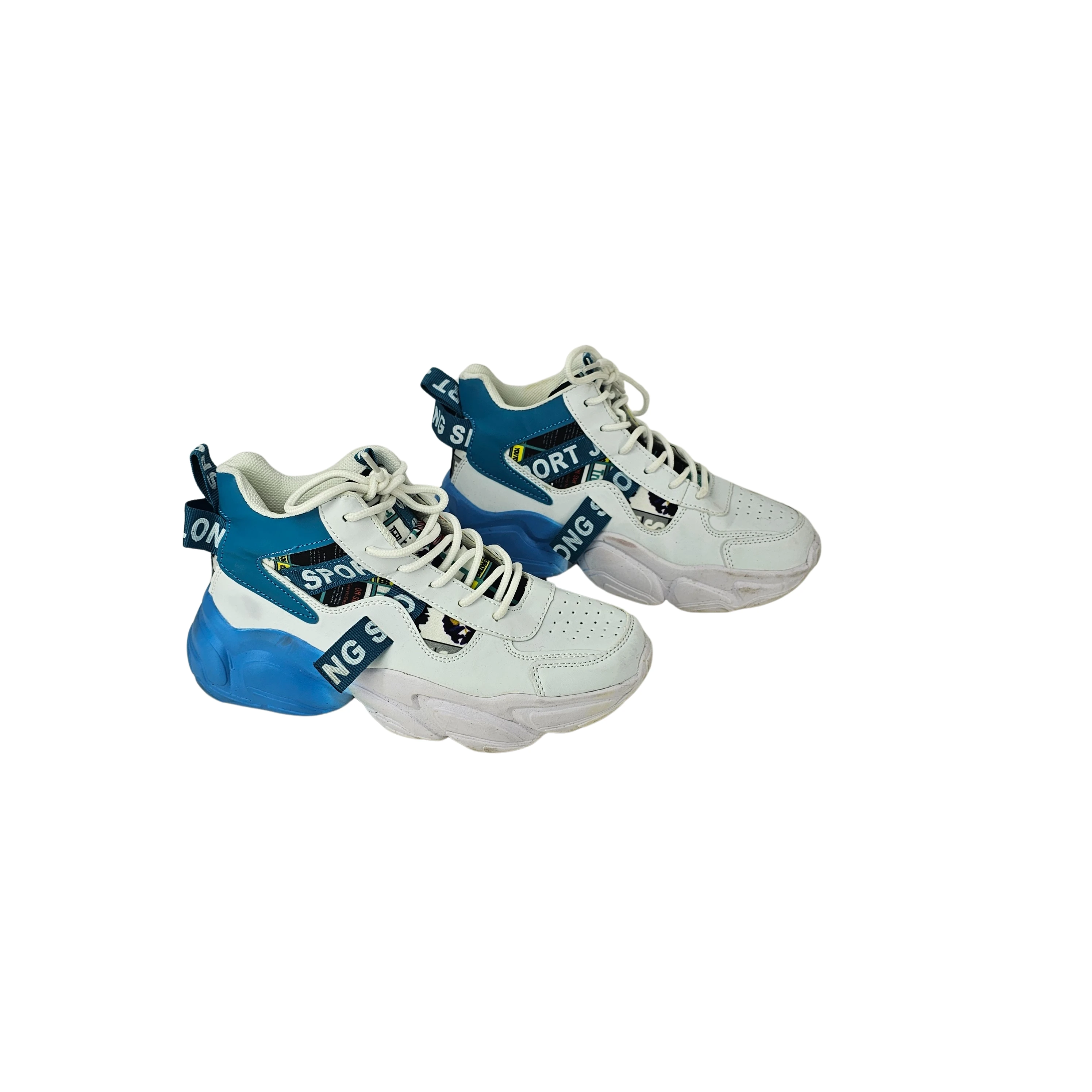 Atlete Femijesh Ngjyre te Bardha me Dizajn Blu S.Hand Children's Shoes