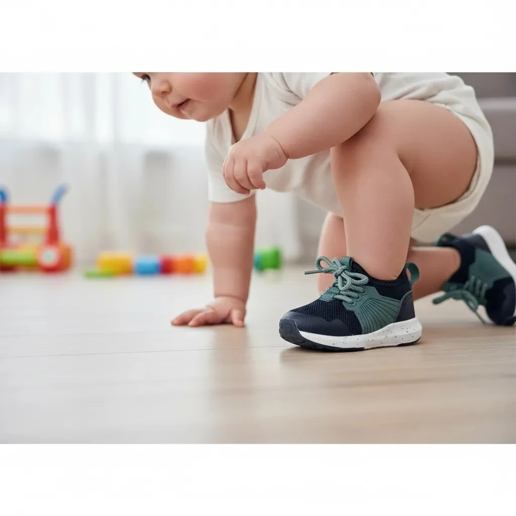 Atlete Bebesh Ngjyre Blu te Erreta me Dizajn te Bardhe dhe Jeshile te Erret dhe Detaj Pikash S.Hand Children's Shoes