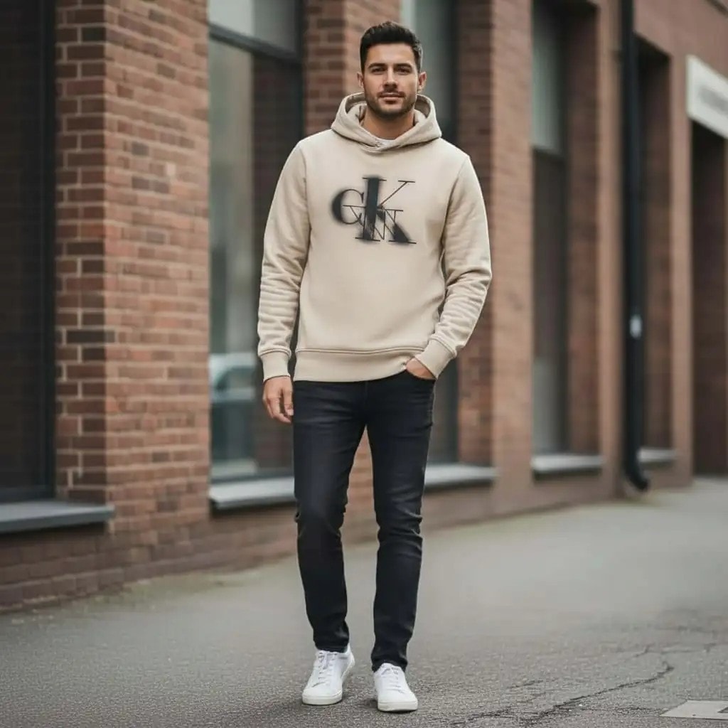 Bluze Sportive Meshkujsh Calvin Klein Ngjyre Bezhe Outlet Mans Sweatshirt