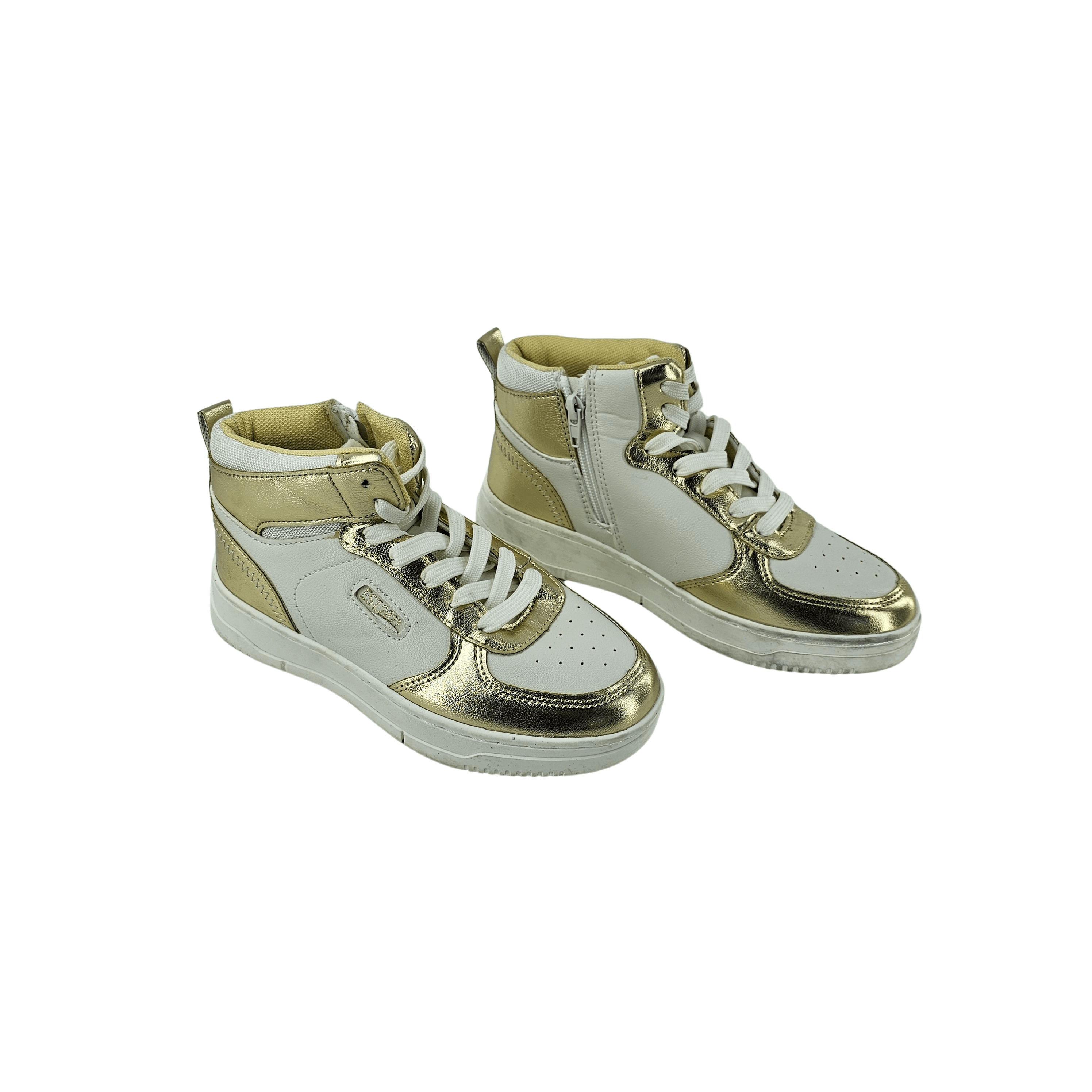 Atlete Femijesh Ngjyre Gold me Dizajn te Bardhe S.Hand Childrens Shoes