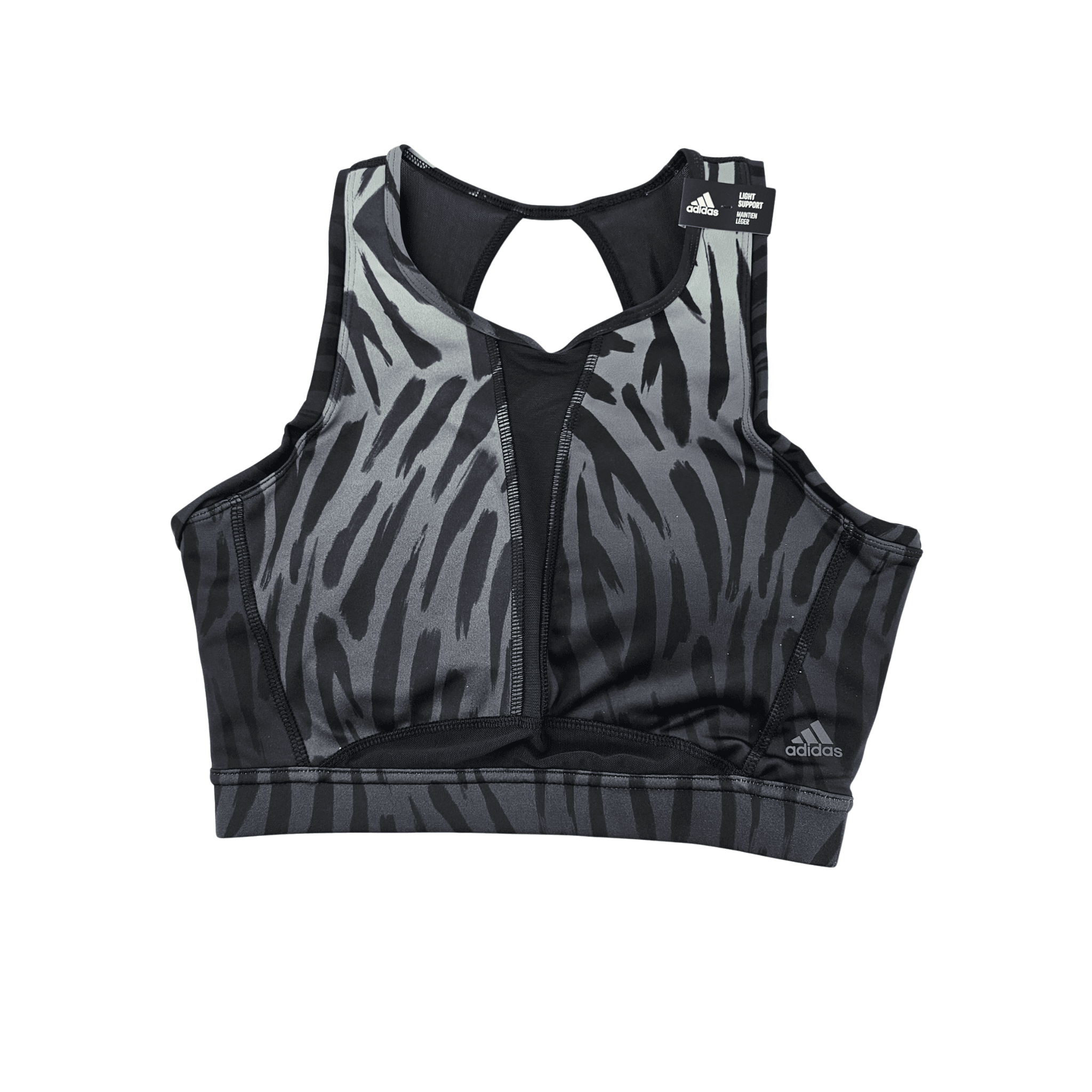 Fitness Crop Top Adidas Ngjyre i Zi me Tyl Outlet
