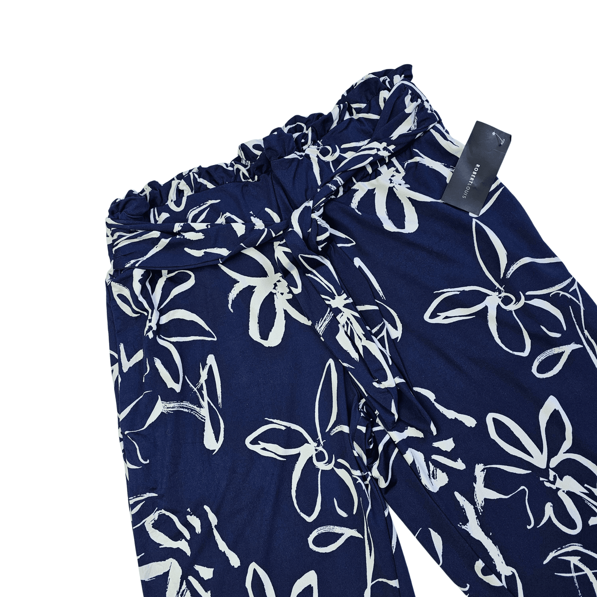 Pantallona Klaasike Femrash Ngjyre Blu te Erreta me Dizajn te Bardhe Outlet/Classic Pants