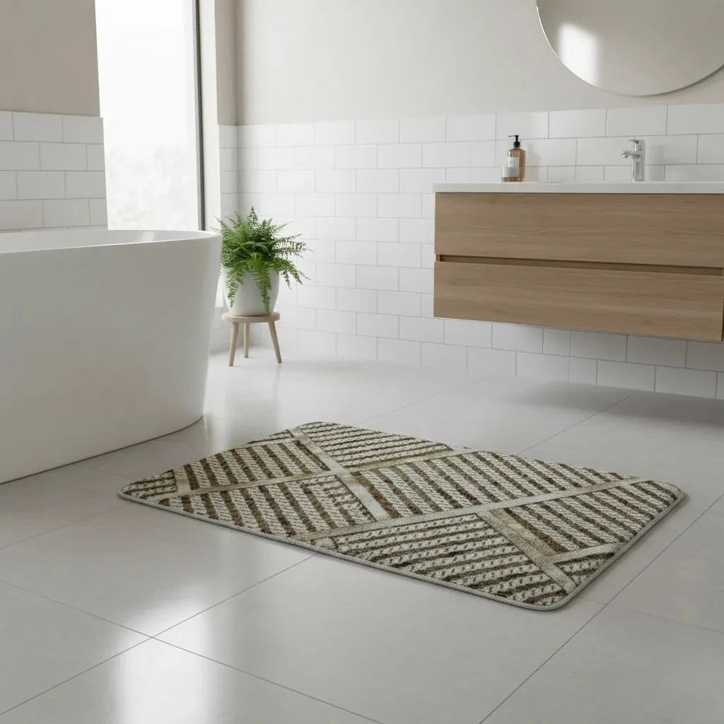 Rrugice Ngjyre Qumesht me Dizajn Bezhe dhe te Bardhe 50x80 Outlet Rug