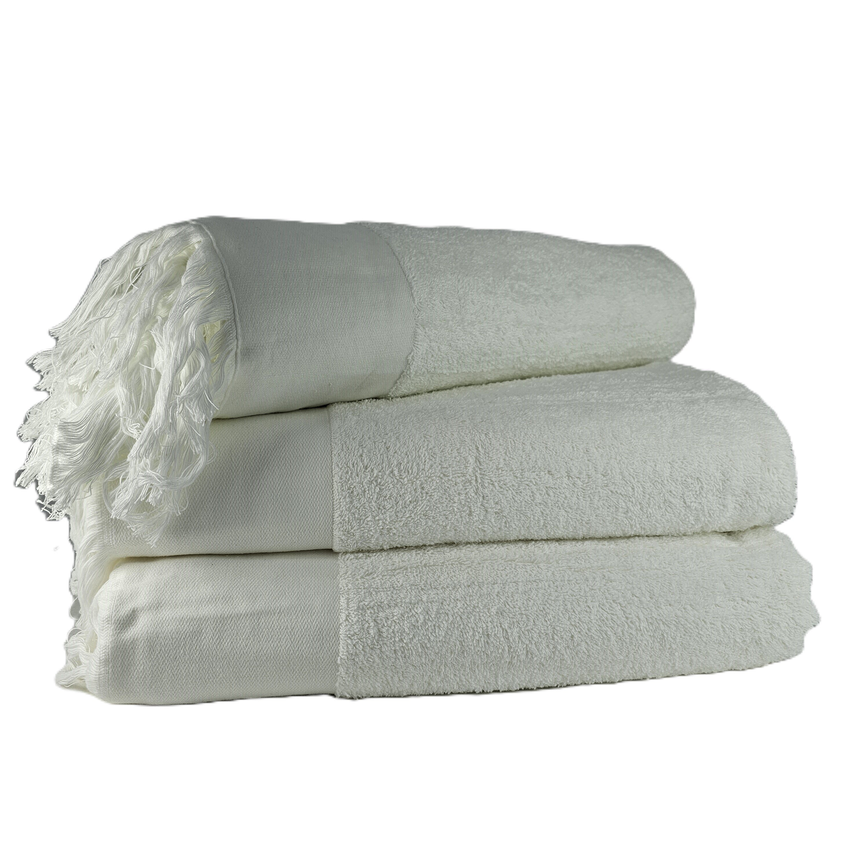 Peshqir Banje Trupi I Bardhe Me Dizajn Me Fije Anash 1 Cope  100x150 cm 760 gr 