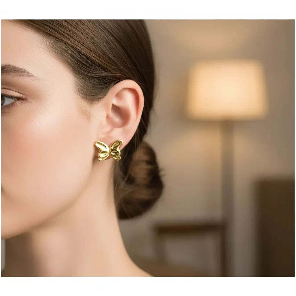 Vathe Femrash Çeliku Stainless Steel Ngjyre Gold Women Earrings