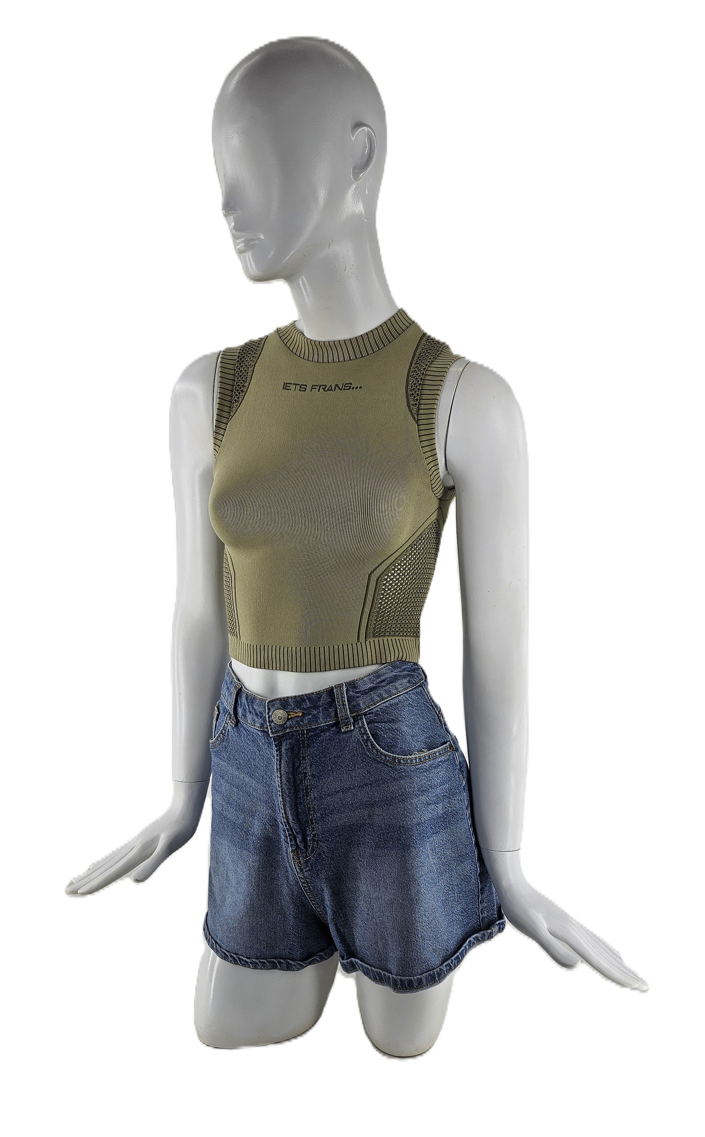 Kanatjere Femrash Iets Frans Ngjyre Bezhe S.Hand/Crop Top