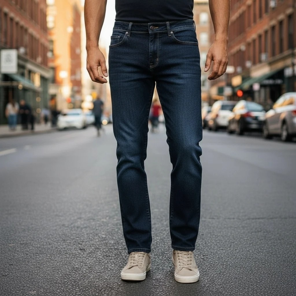 Pantallona Xhins Meshkujsh Reward Outlet Ngjyre Blu te Erreta Jeans 