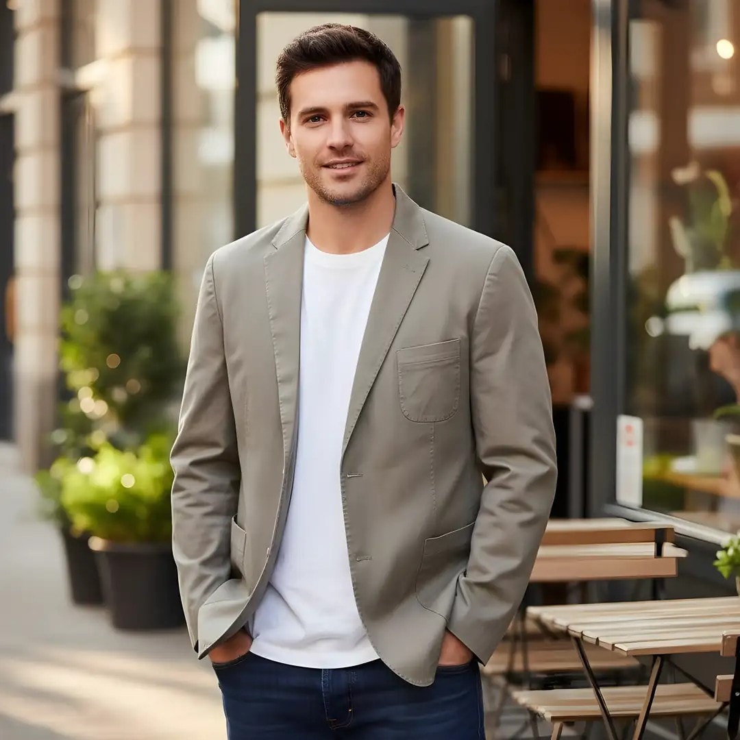 Xhakete Klasike Meshkujsh Outlet Ngjyre Gri 