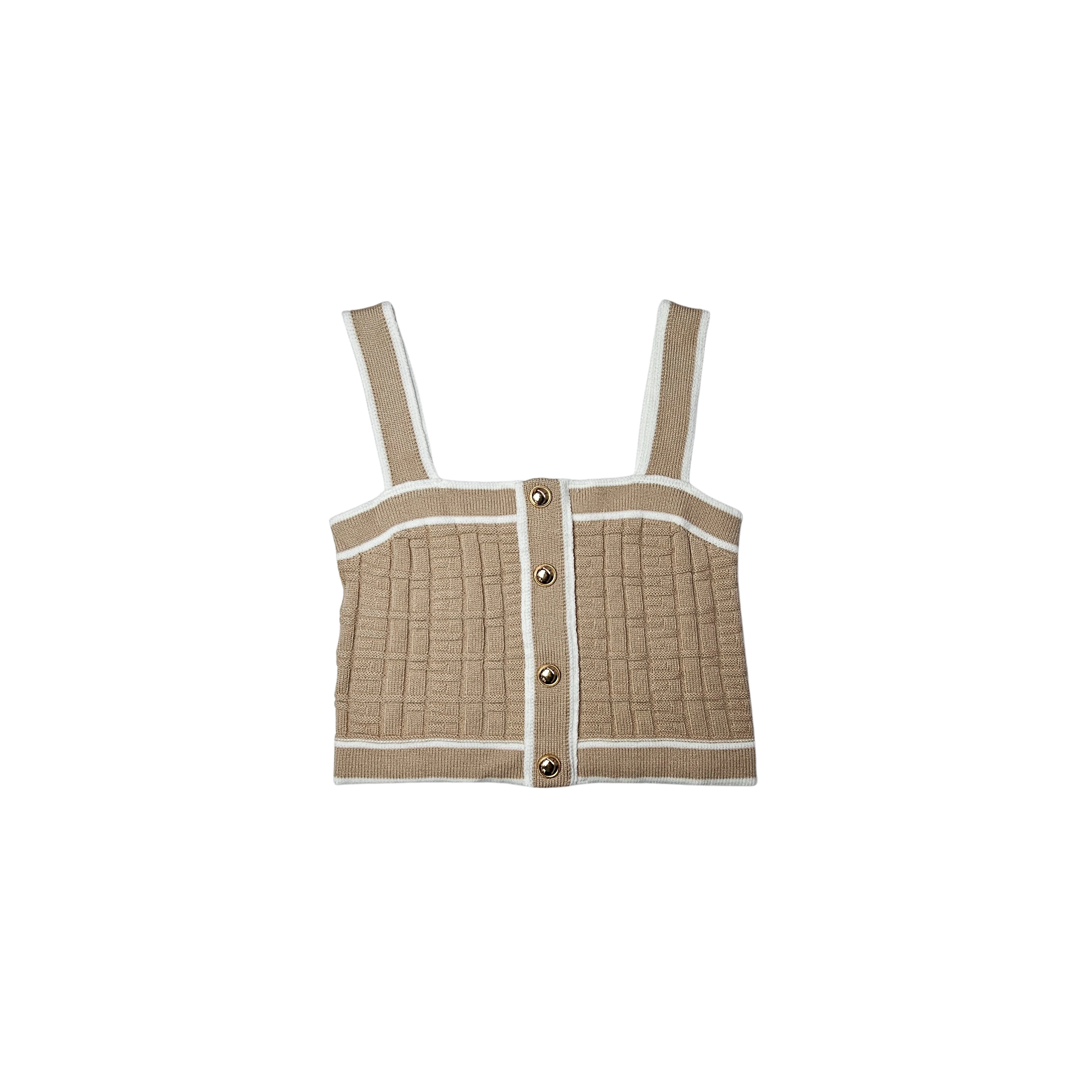 Kanatjere Femrash Deve Ngjyre Bezhe me Vija te Bardha S.Hand Women's Crop Top