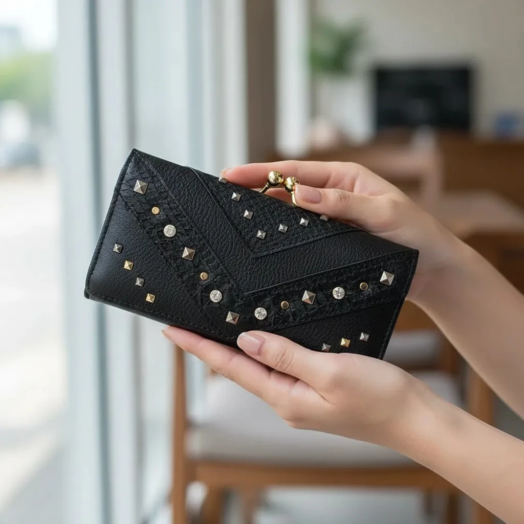 Portofol Femrash Atmosphere Ngjyre i Zi me Detaj Gura S.Hand Women's Wallet