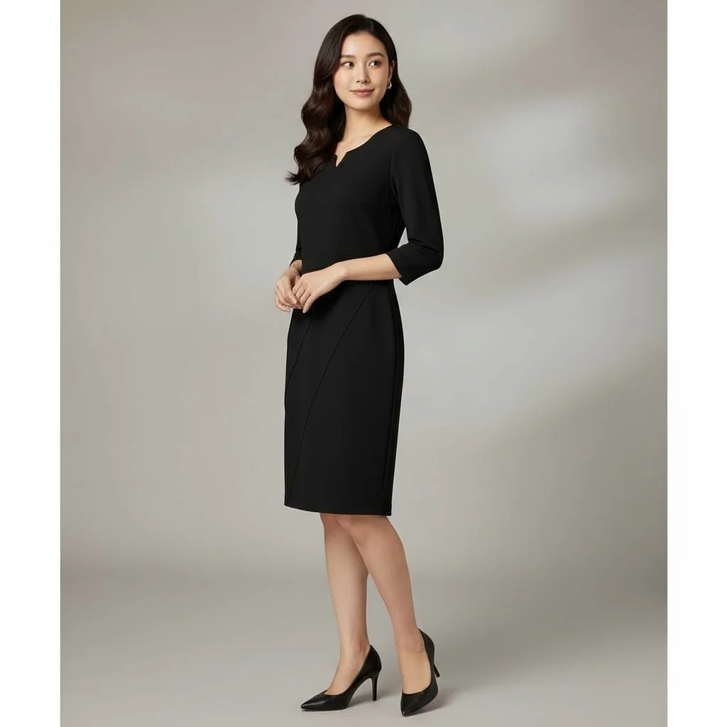 Fustan Femrash Ngjyre i Zi Outlet Womens Dress