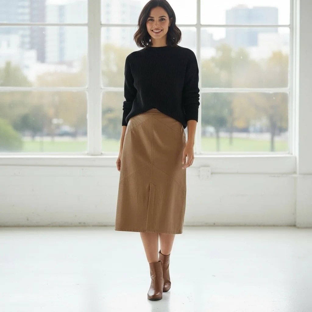 Fund Lekure Femrash Ngjyre Kafe Womens Skirt