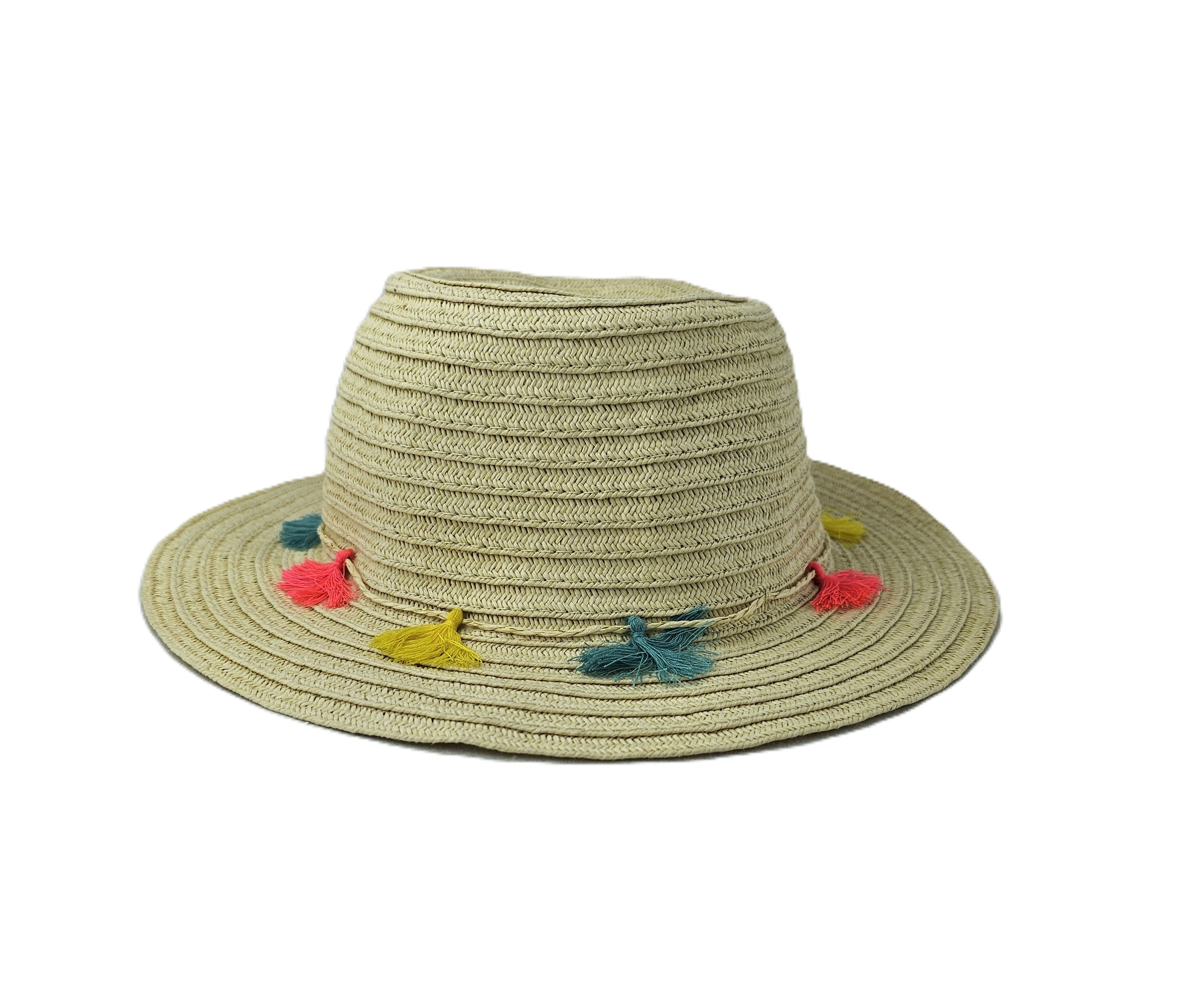 Kapele Plazhi Femijesh Kashte me Dizajn me Tufa me Ngjyra S.Hand/Beach Hat