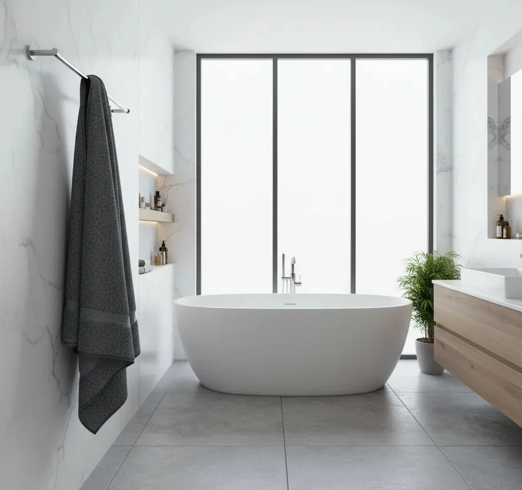 Peshqir Banje Trupi Gri e Erret 1 Cope 90x170 cm 960 gr Bath-Body Towel