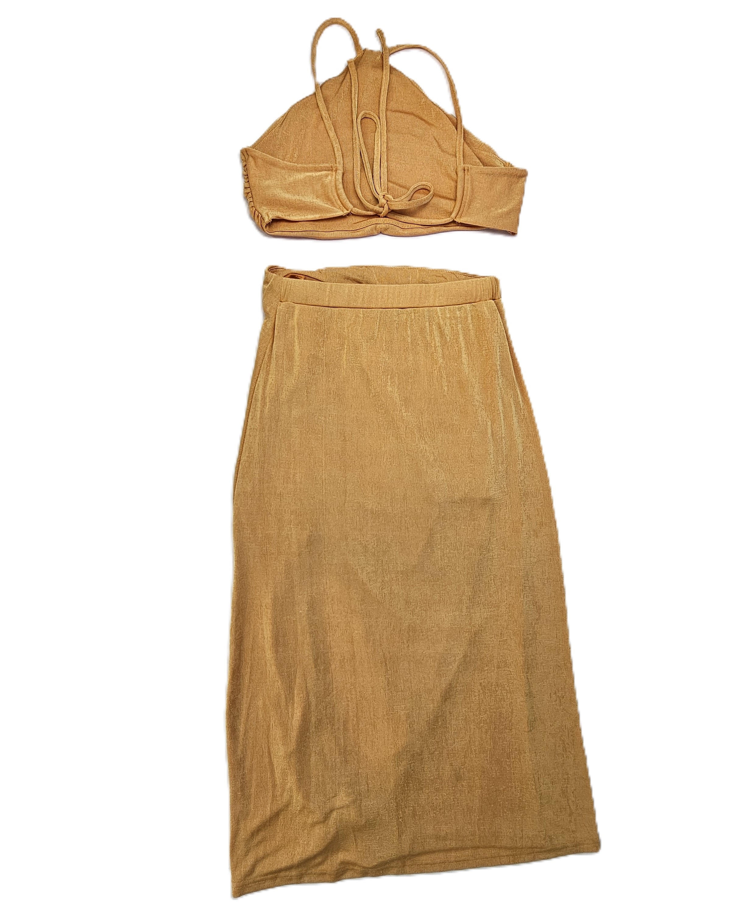 Set Femrash Shein Crop Top dhe Fund Ngjyre Portokalli S.Hand