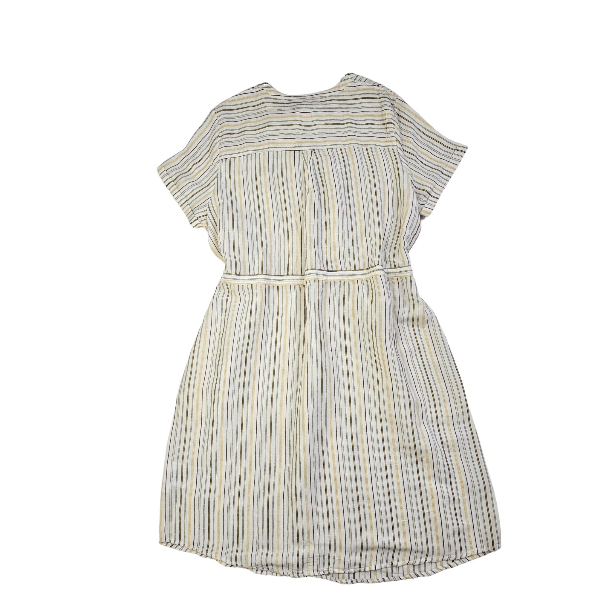 Fustan Femrash Yessica Ngjyre Qumesht me Vija Roze dhe te Verdha Outlet/Dress