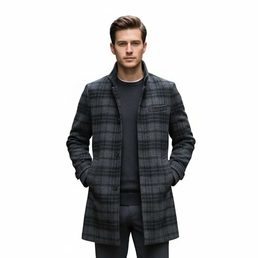 Pallto Meshkujsh Jake&Jones Ngjyre Gri e Erret Outlet