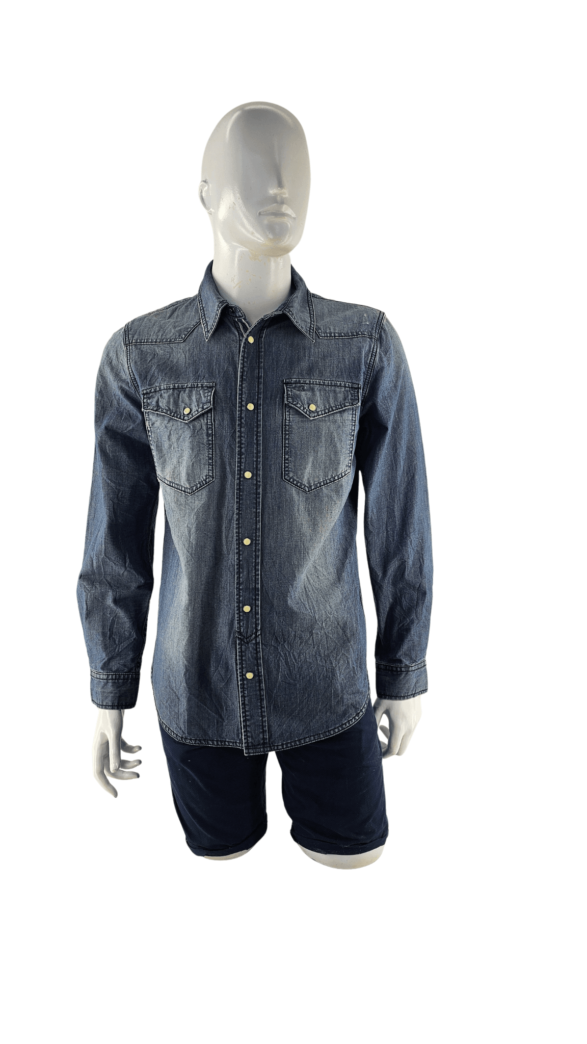 Kemishe Xhins Meshkujsh Mustang ngjyre Blu S.Hand Shirt