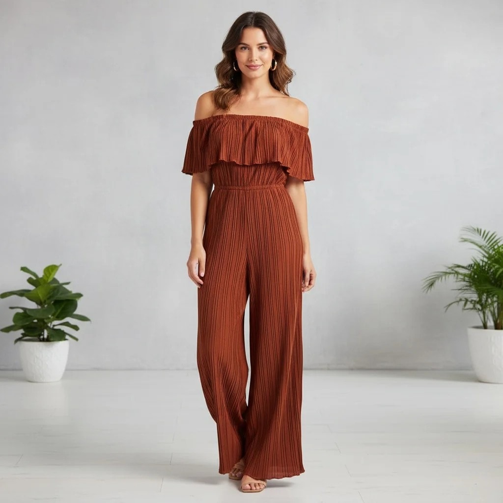 Paliceta Femrash Ngjyre Kafe S.Hand Womens Jumpsuit