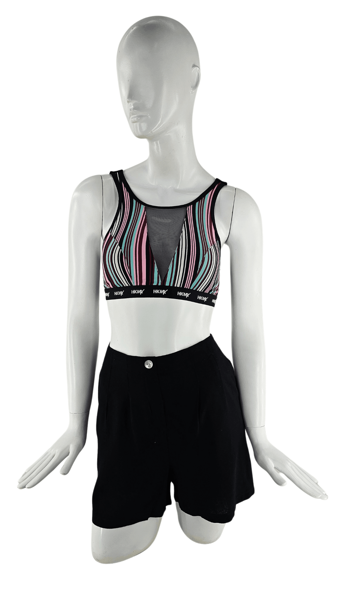 Fitnes Sportiv Crop Top Ngjyre i Zi me Dizajn me Ngjyra S.Hand/Fitness