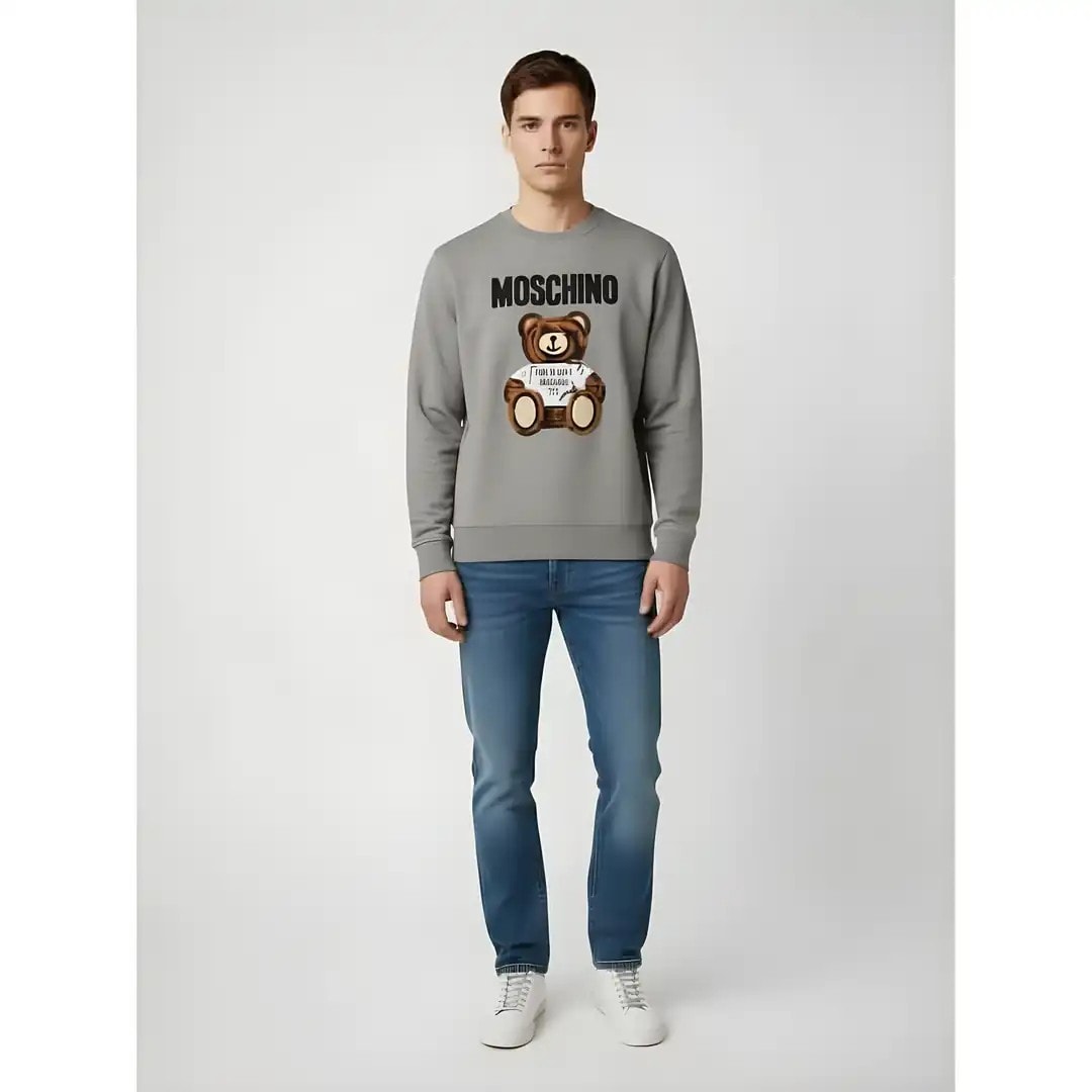 Bluze Sportive Meshkujsh Moschino Ngjyre Ulliri e Hapur me Arush Para Outlet Man Sleeve T-Shirt