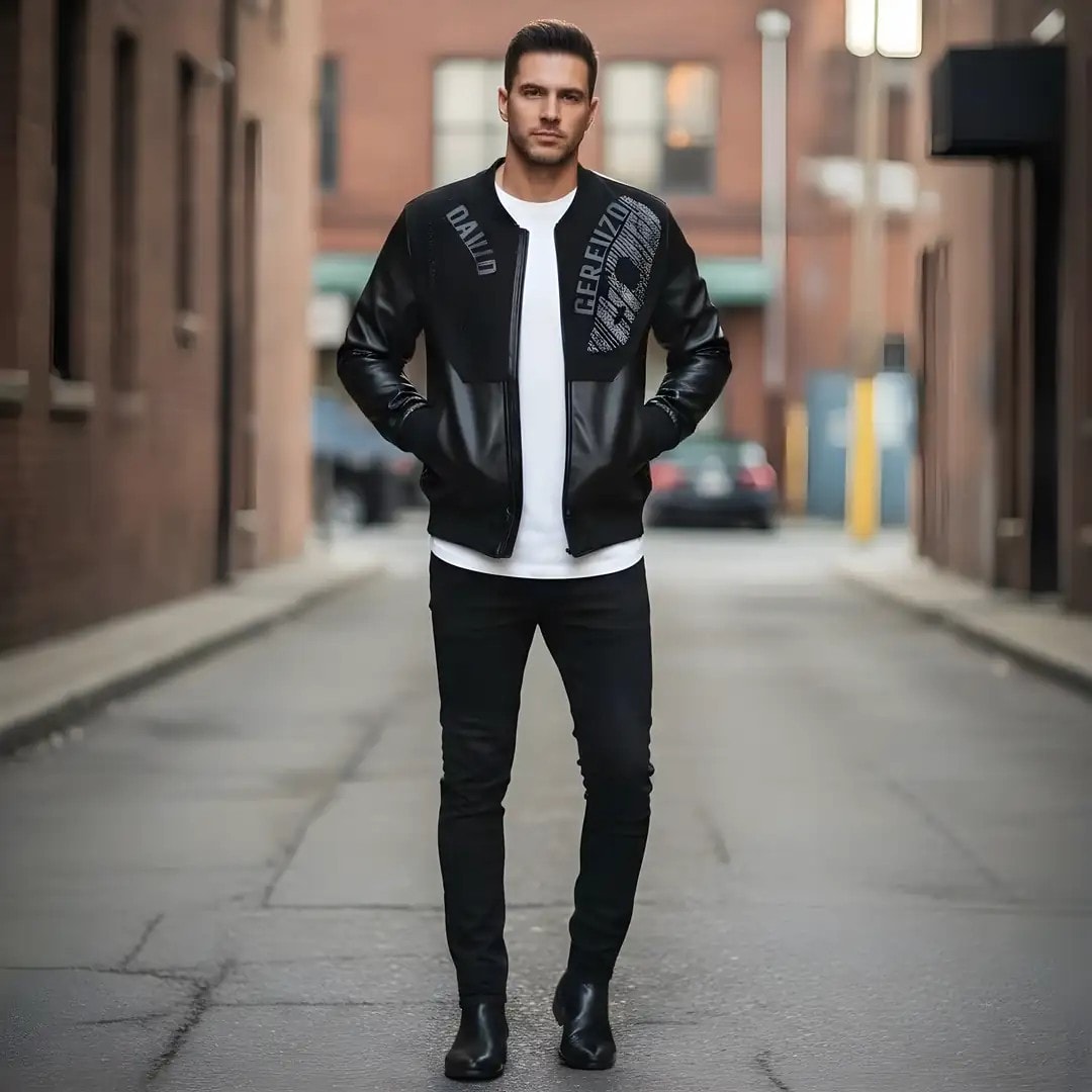 Xhup i Holle Meshkujsh Ngjyre i Zi me Detaje Guresh S.Hand Man Light Jacket