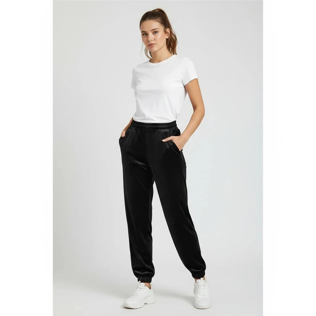 Tuta Femrash Velvet Ngjyre te Zeza Outlet Women's Sweatpants