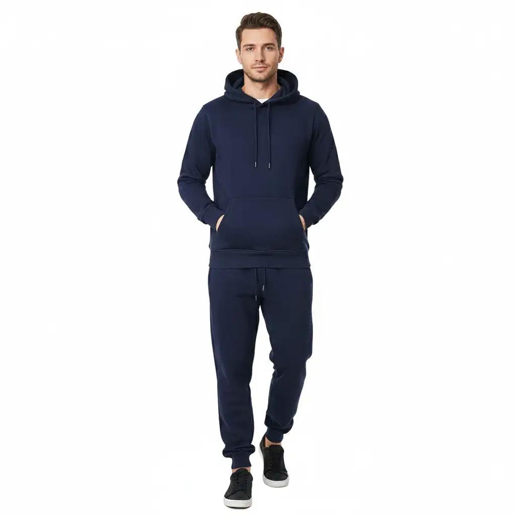 Kostum Sportiv Meshkujsh me Kapuc Outlet - Blu e Erret