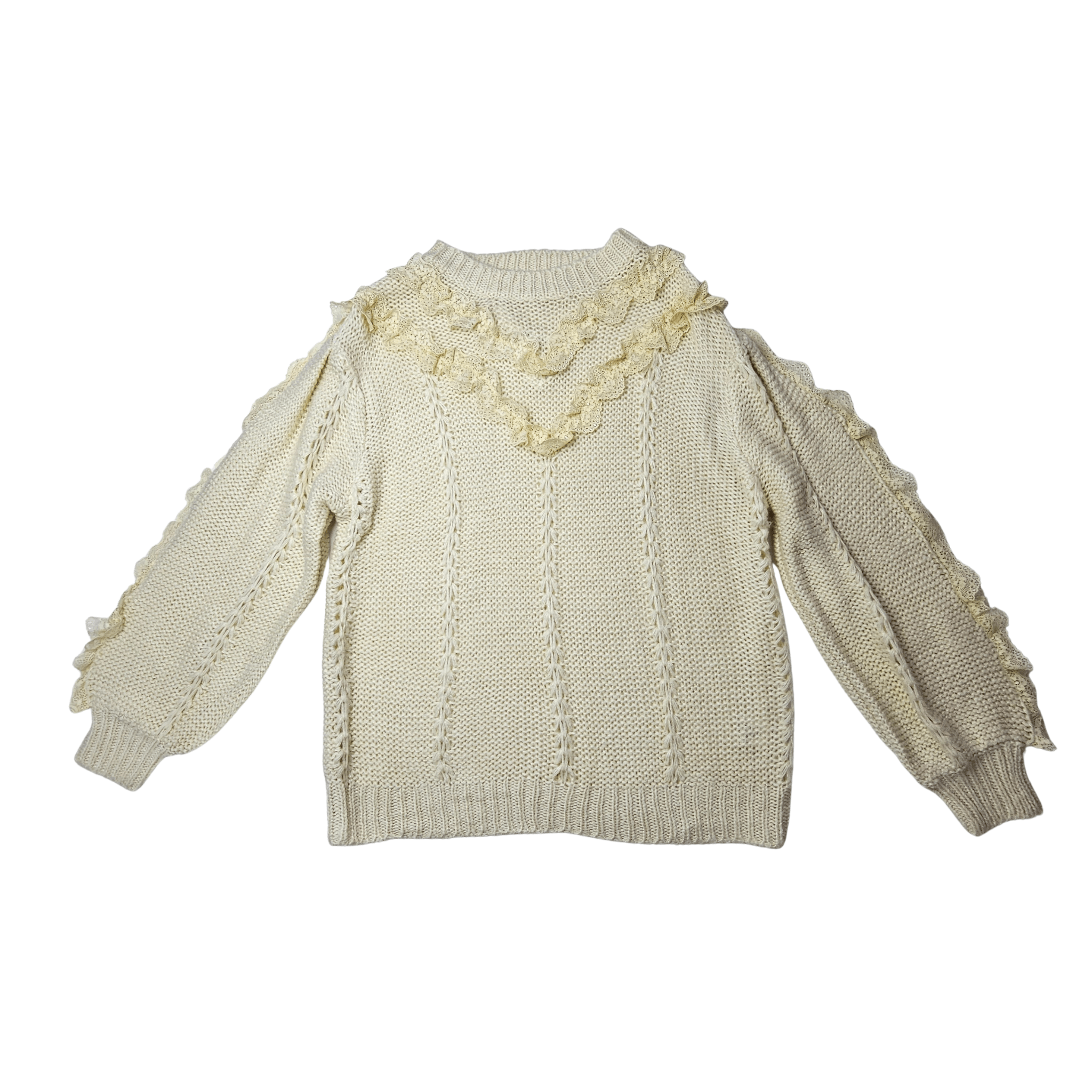 Pulover Femrash Ngjyre Qumeshti me Dantelle Outlet