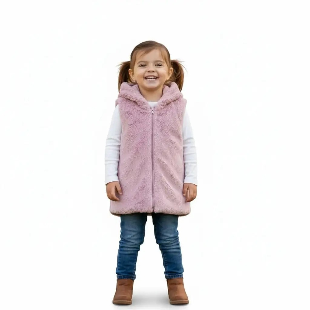 Jelek Pellushi Femijesh Ngjyre Roze S.Hand Childrens Plush Vest