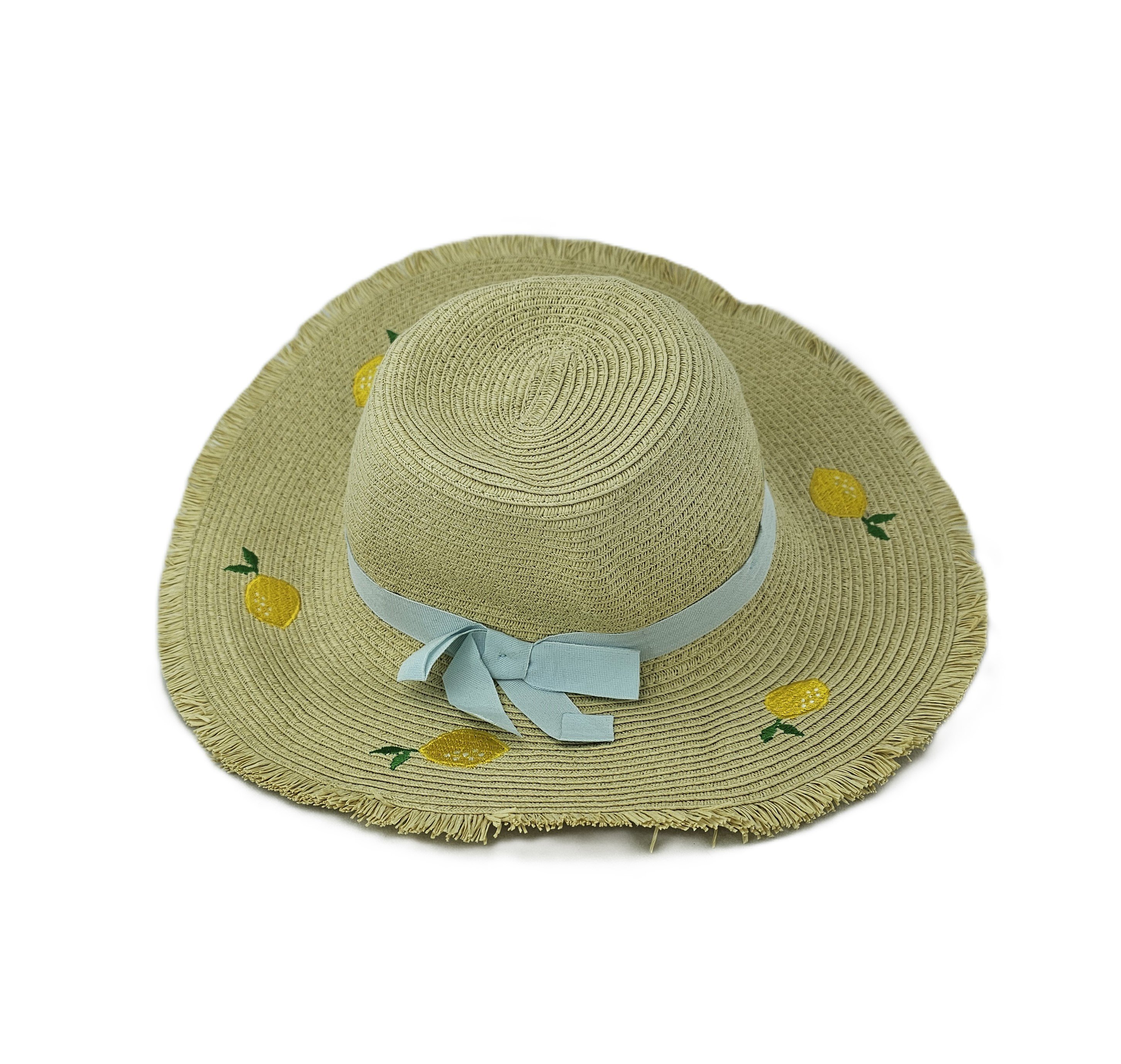 Kapele Plazhi Femrash F&F Kashte me Dizajn Fjongo Blu dhe Limona S.Hand/Beach Hat