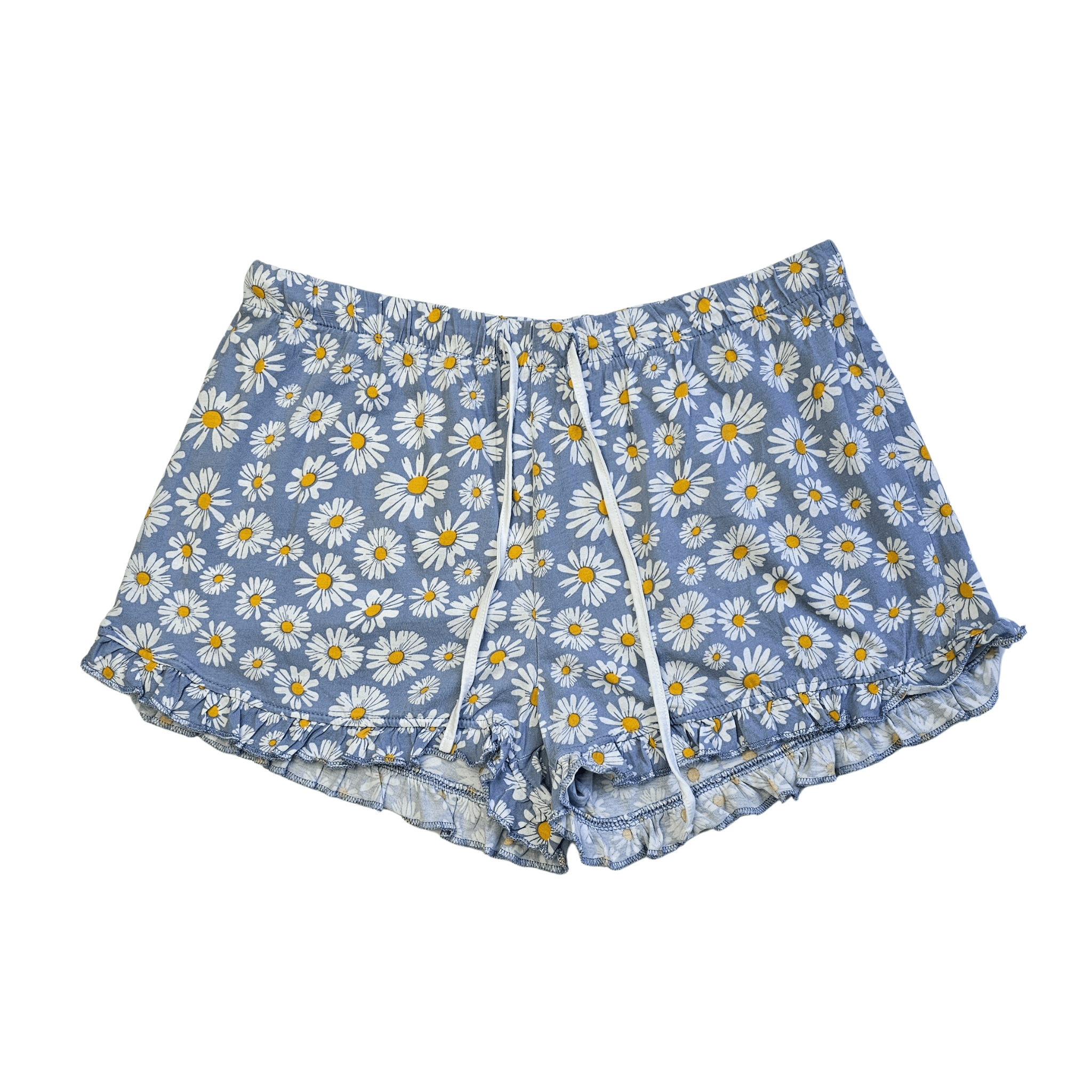 Veshje Gjumi Tuta te Shkurtra Ngjyre Gri e Hapur me Lule te Verdha S.Hand/Sleeping Clothes
