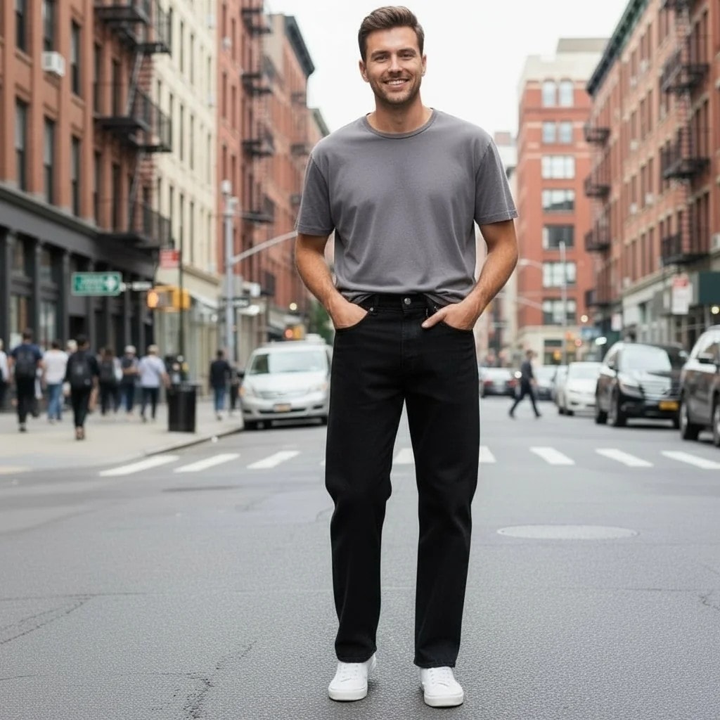 Pantallona Xhins Meshkujsh Asos Ngjyre te Zeza Outlet Jeans