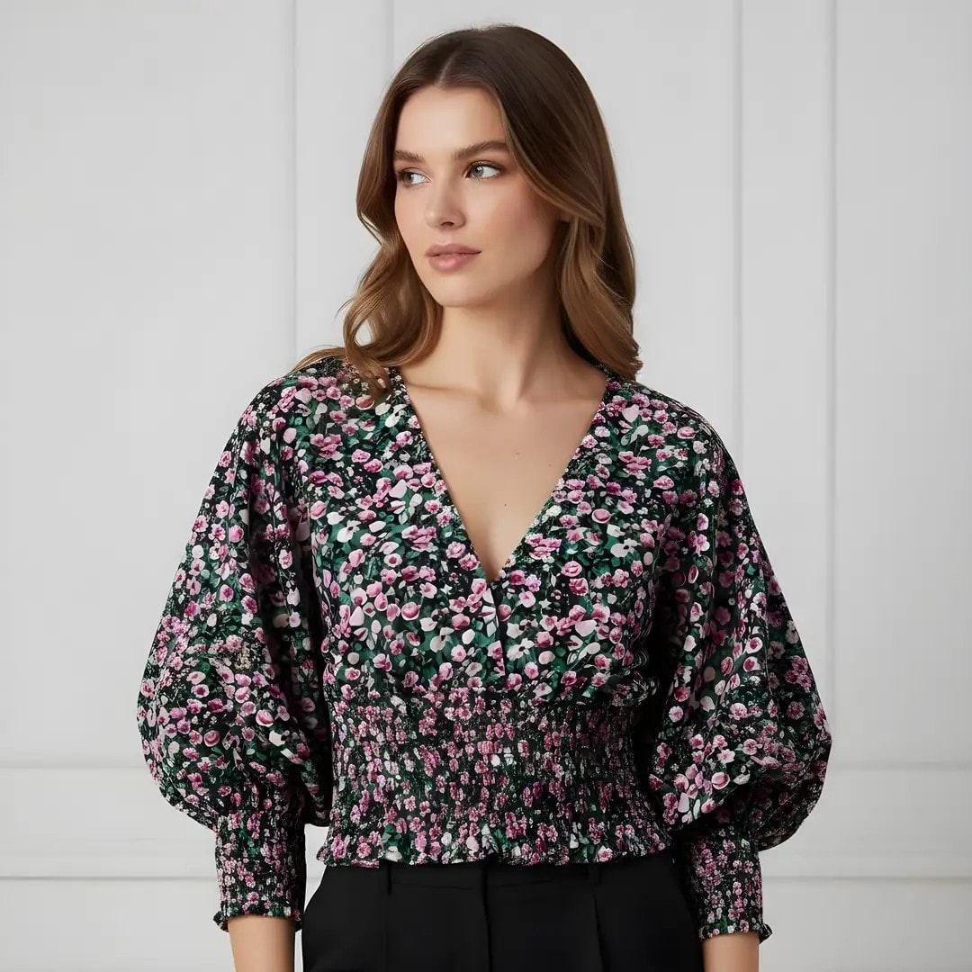 Bluze Femrash Zara Dizajn me Lule Womens Blouse