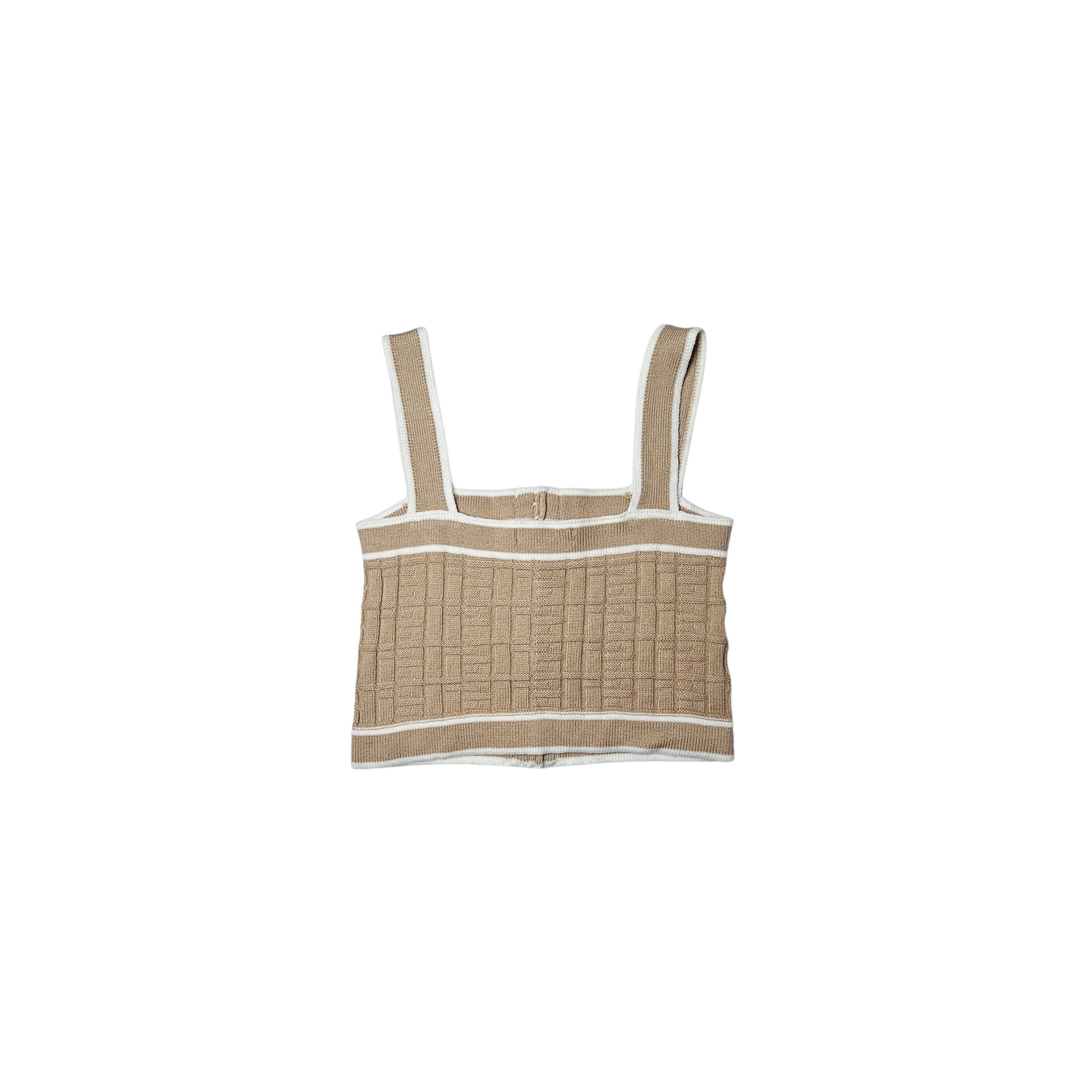 Kanatjere Femrash Deve Ngjyre Bezhe me Vija te Bardha S.Hand Women's Crop Top